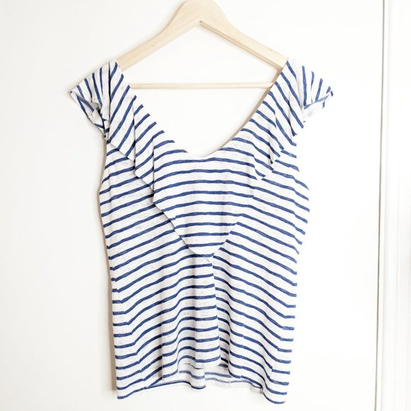 Red Haute striped ruffle top - Picture 2 of 5